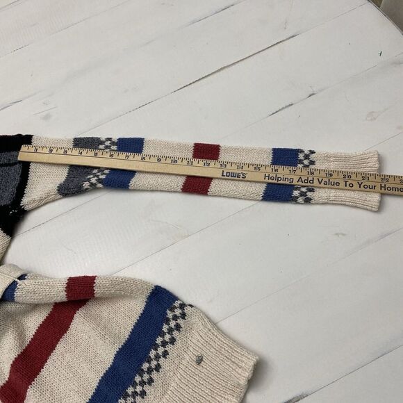 American Eagle Shawl Collar Stripe Southwest Tribal Knit Belt Cardigan Sz Small - Picture 7 of 15